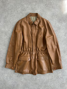 Italian Vintage 1980s Reversible Leather Cinched Jacket - XL - SYLK