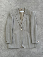 Max Mara Relaxed Single Button Herringbone Blazer - S/M - SYLK