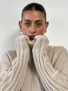 Yves Saint Laurent Pure Cotton Logo Roll Neck Jumper - L - SYLK