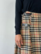 Burberry Nova Check Pure Wool Pleated Skirt - W24-26 - SYLK