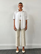 Vintage Front Zip Linen Flared Trousers - W26 - SYLK