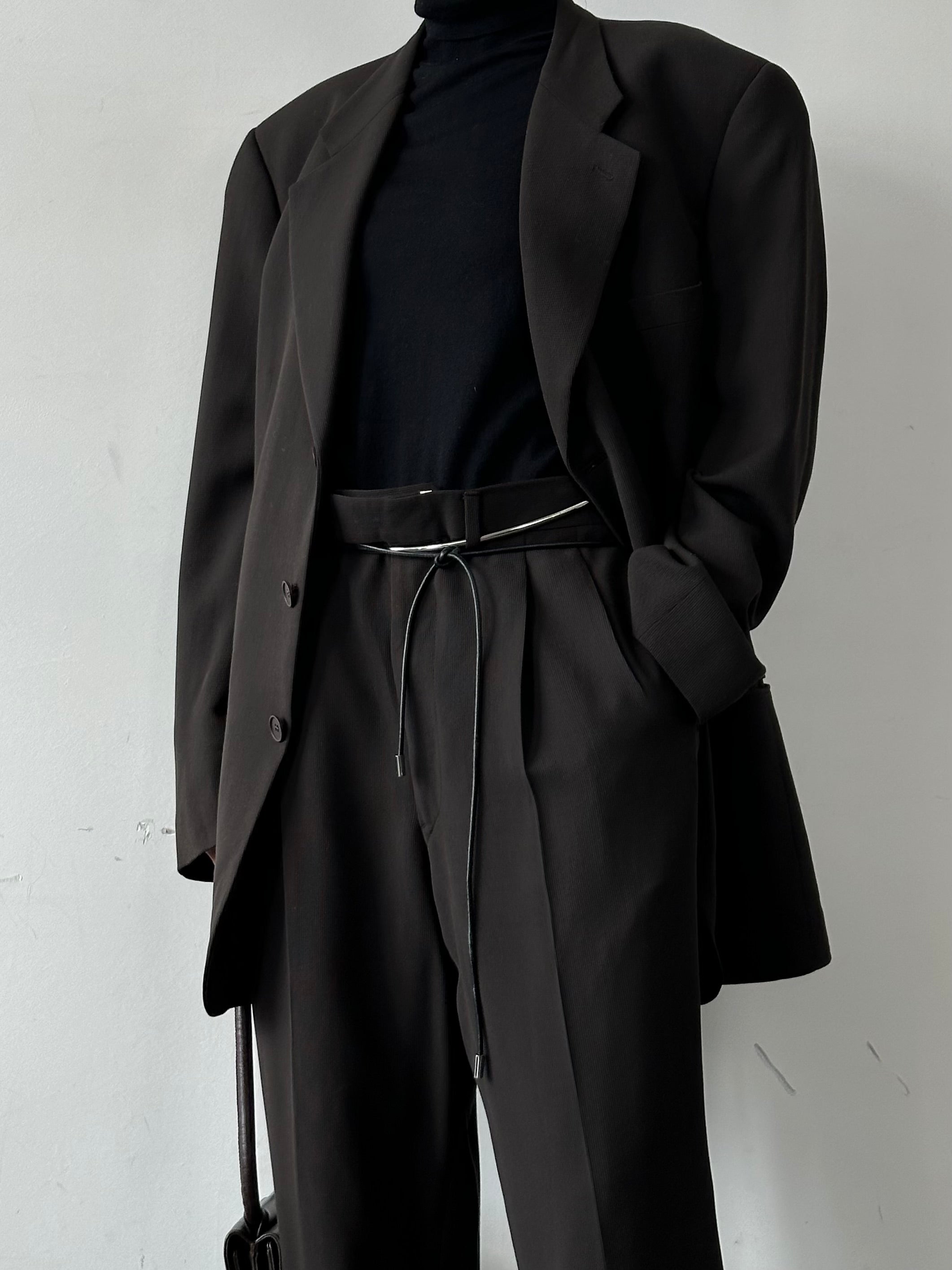 Giorgio Armani Virgin Wool Ribbed Single Breasted Suit - 48L/W36 - SYLK