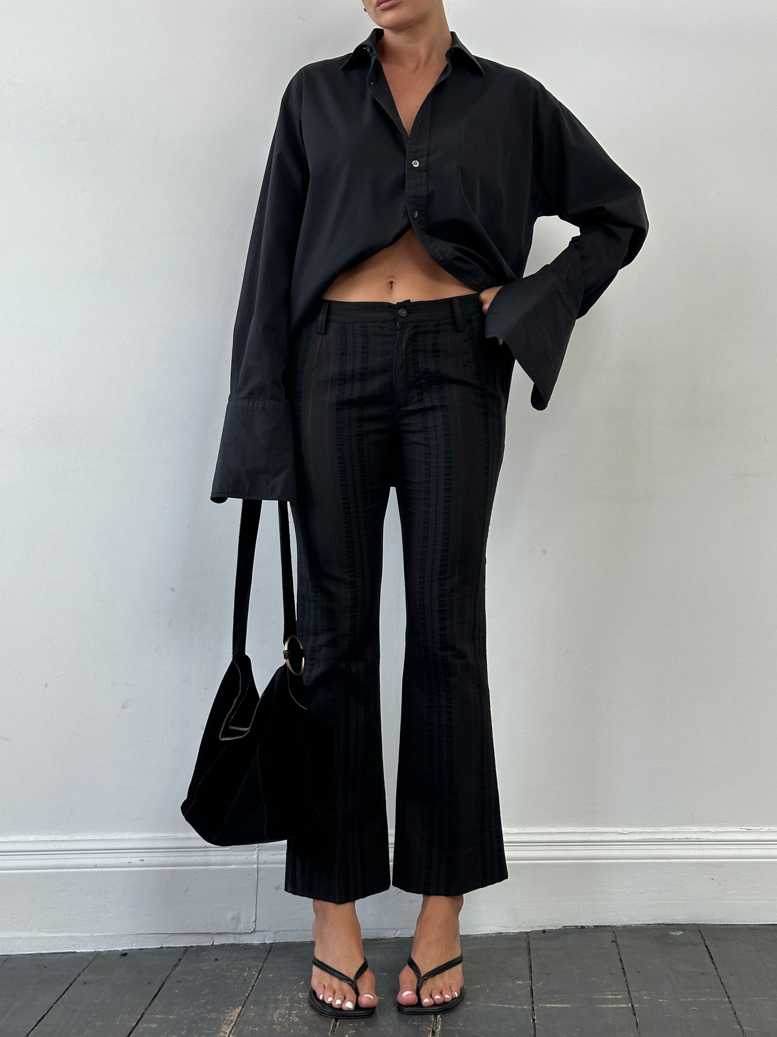 Cavalli Just 00s Striped Mid Rise Flared Trousers - W28 - SYLK