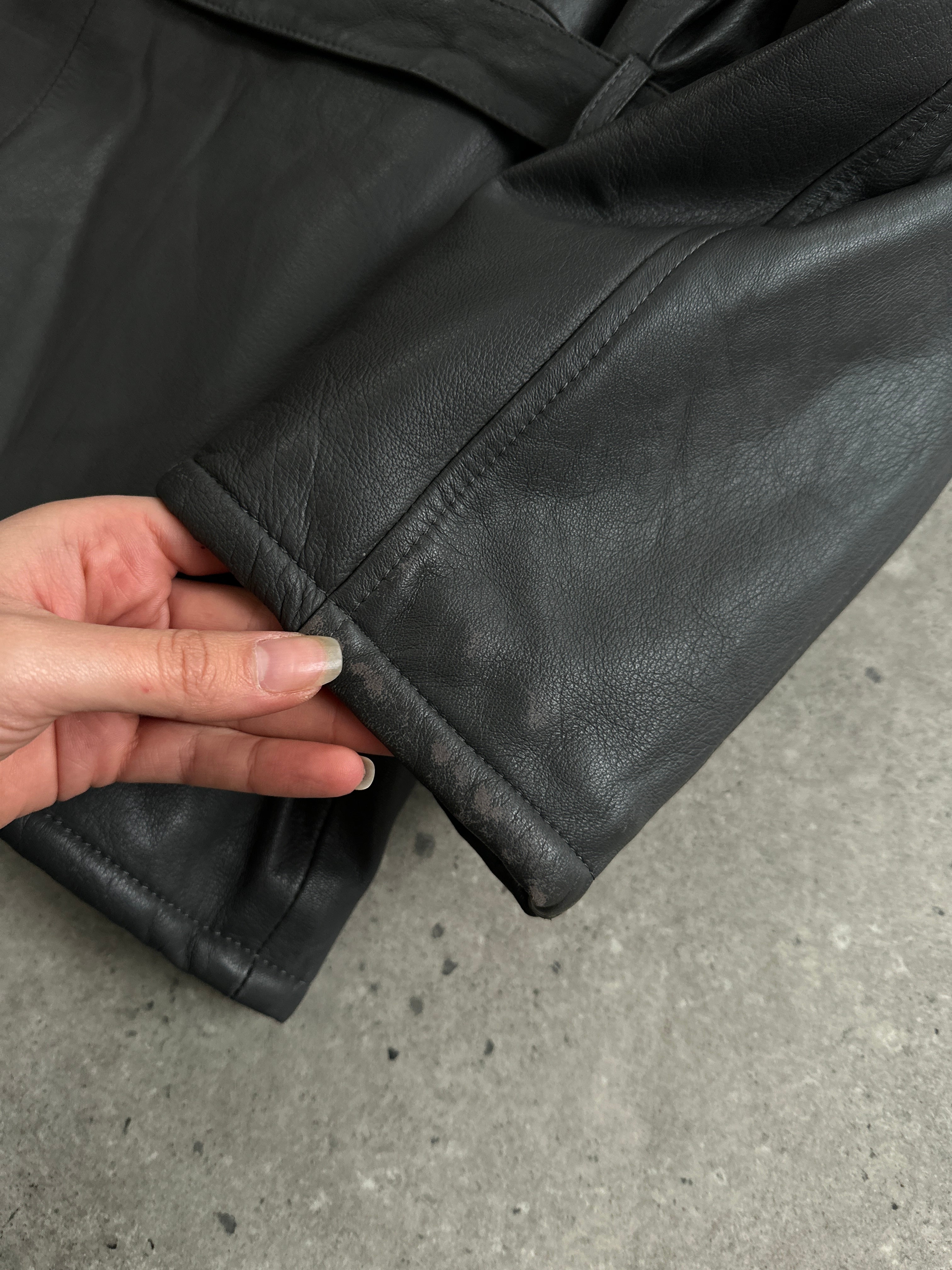 Italian Vintage Belted Leather Jacket - XL - SYLK