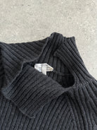 Max Mara Pure Wool Asymmetric High Neck Knit Jumper - S - SYLK