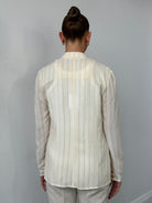 Italian Vintage Pure Silk Stripe Single Button Blazer - M - SYLK