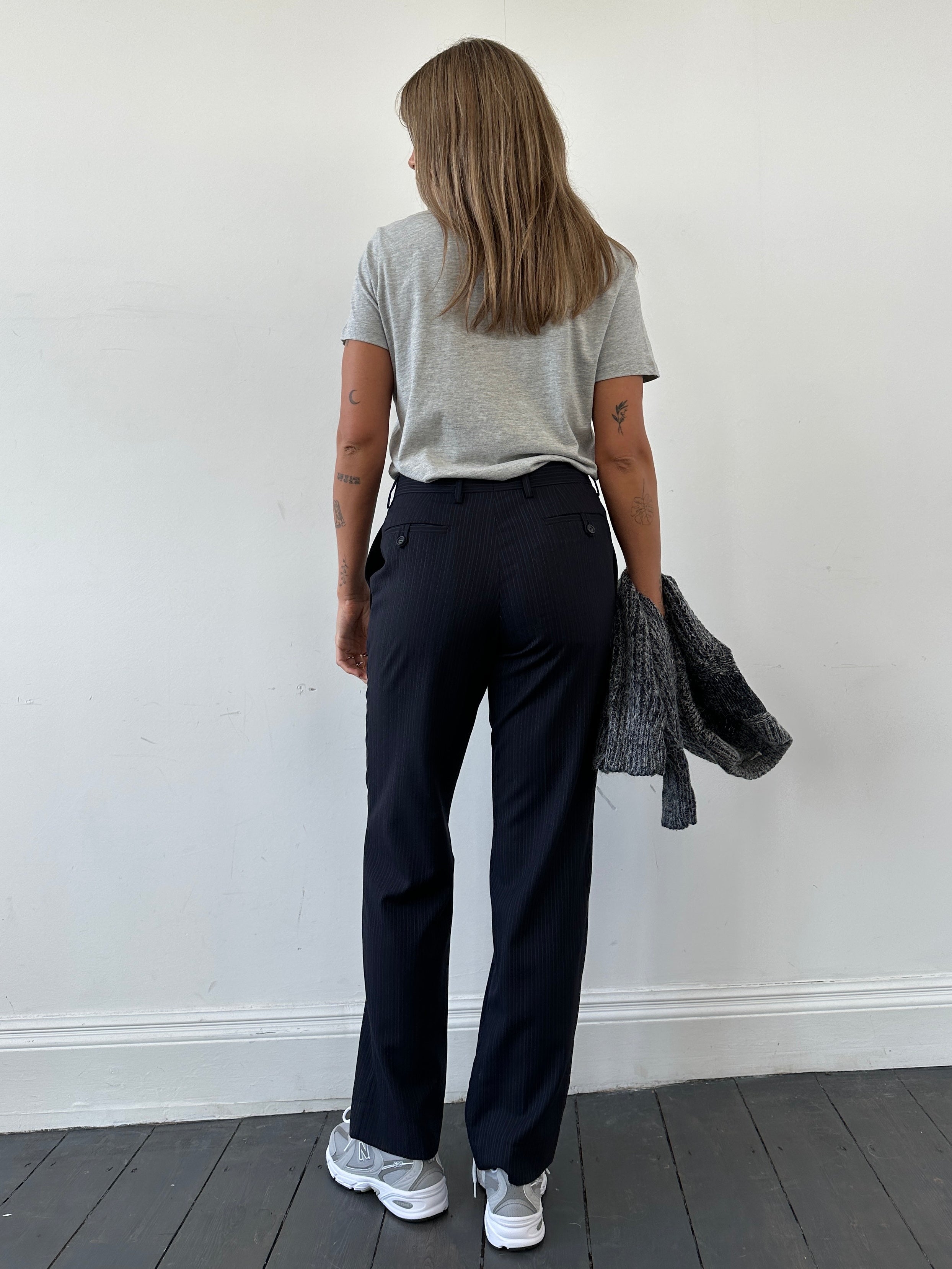 Versace Wool Pinstripe Tailored Trousers - W30 - SYLK