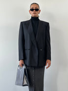 Vintage Wool Moahir Double Breasted Blazer - 40R - SYLK