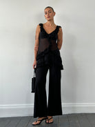 Richmond Tie Waist Stripe Wide Leg Trousers - W26-30 - SYLK