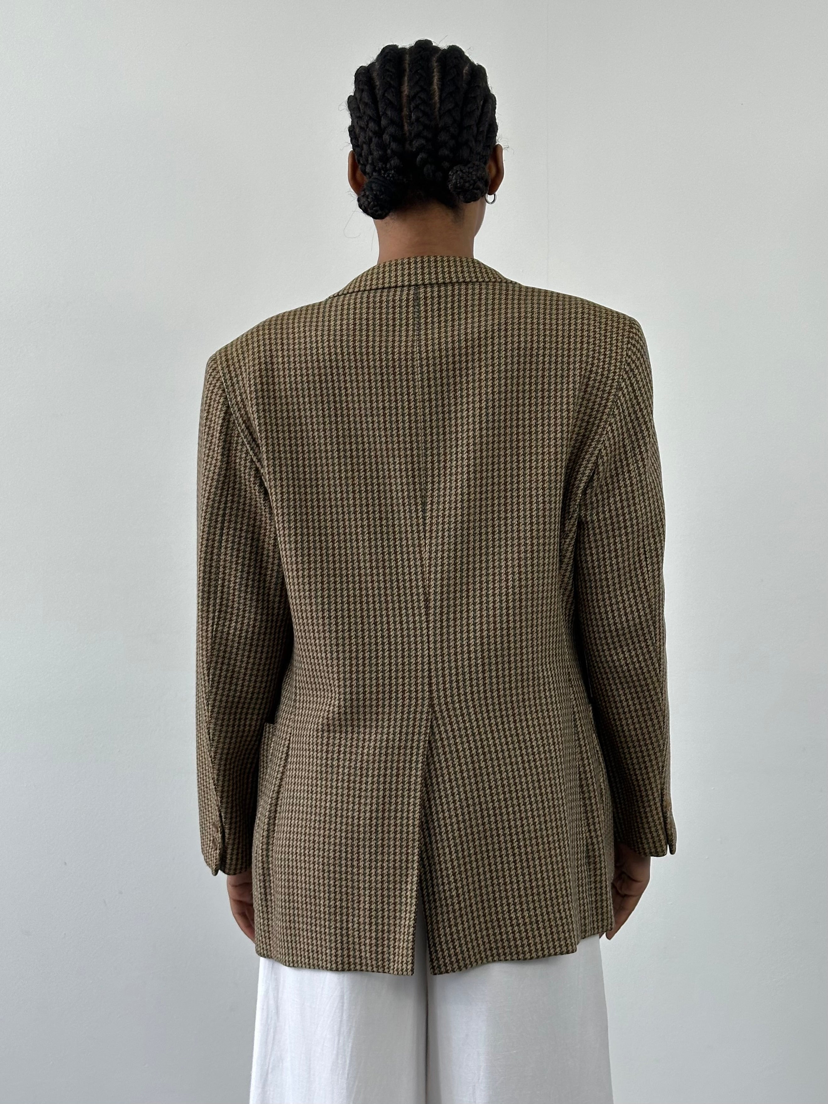 Burberry 1990s Pure Wool Houndstooth Single Breasted Blazer - 36S/S - SYLK