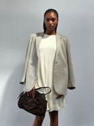 Max Mara Relaxed Single Button Herringbone Blazer - S/M - SYLK