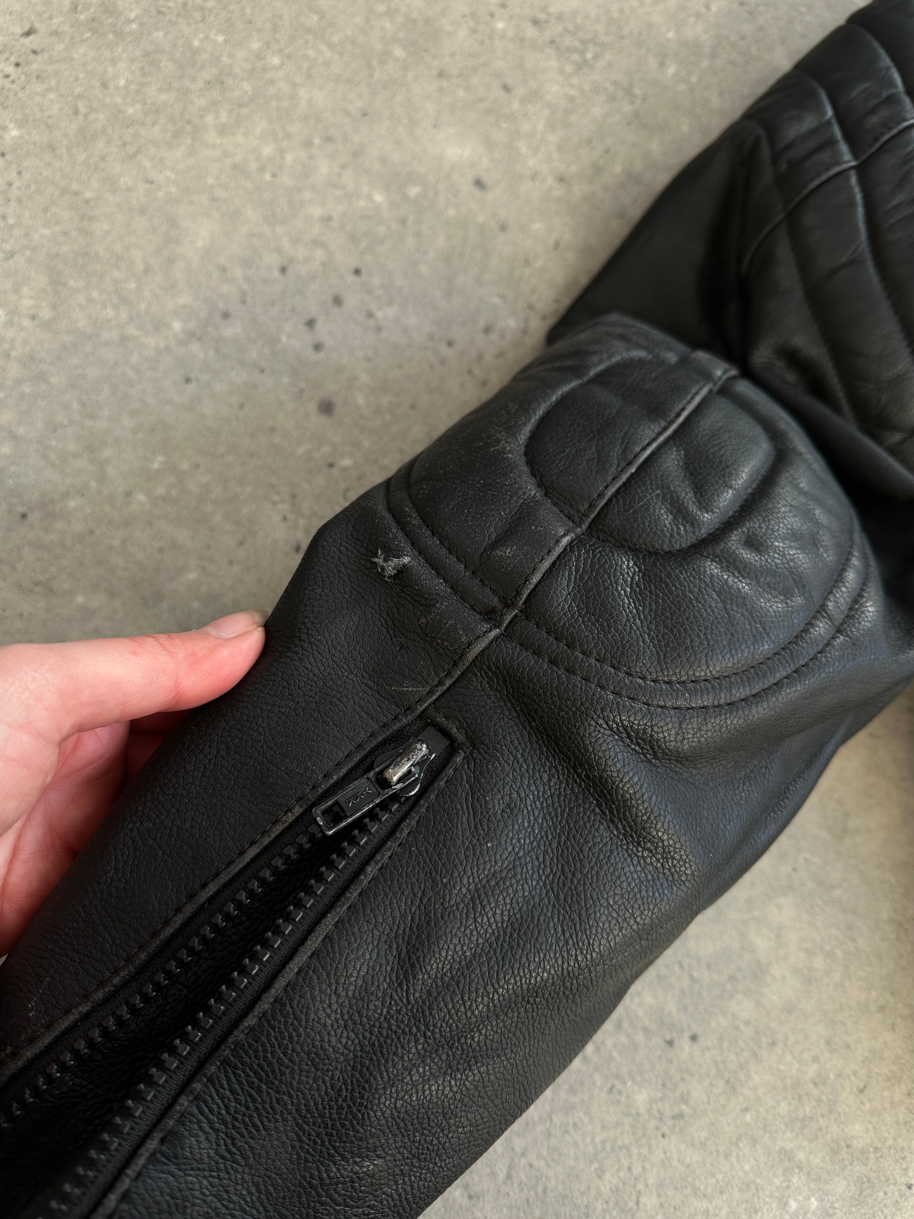 Vintage Structured Motorcycle Leather Jacket - L/XL - SYLK