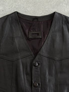 Vintage 1990s Leather Waistcoat - XL - SYLK