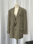 Burberry 1980s Pure Wool Single Breasted Check Blazer - 44R/XL - SYLK