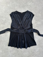 Jigsaw Silk Tie Vest Peplum Top - M - SYLK