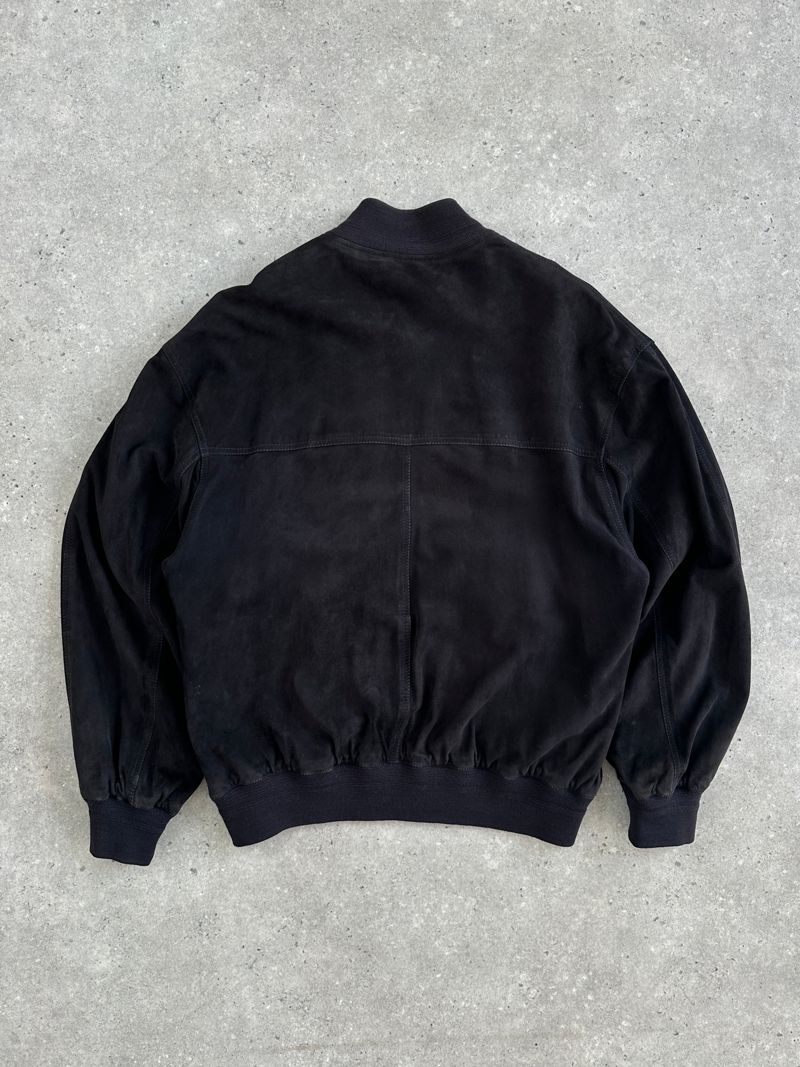 Vintage 1980s High Neck Suede Bomber Jacket - XL - SYLK