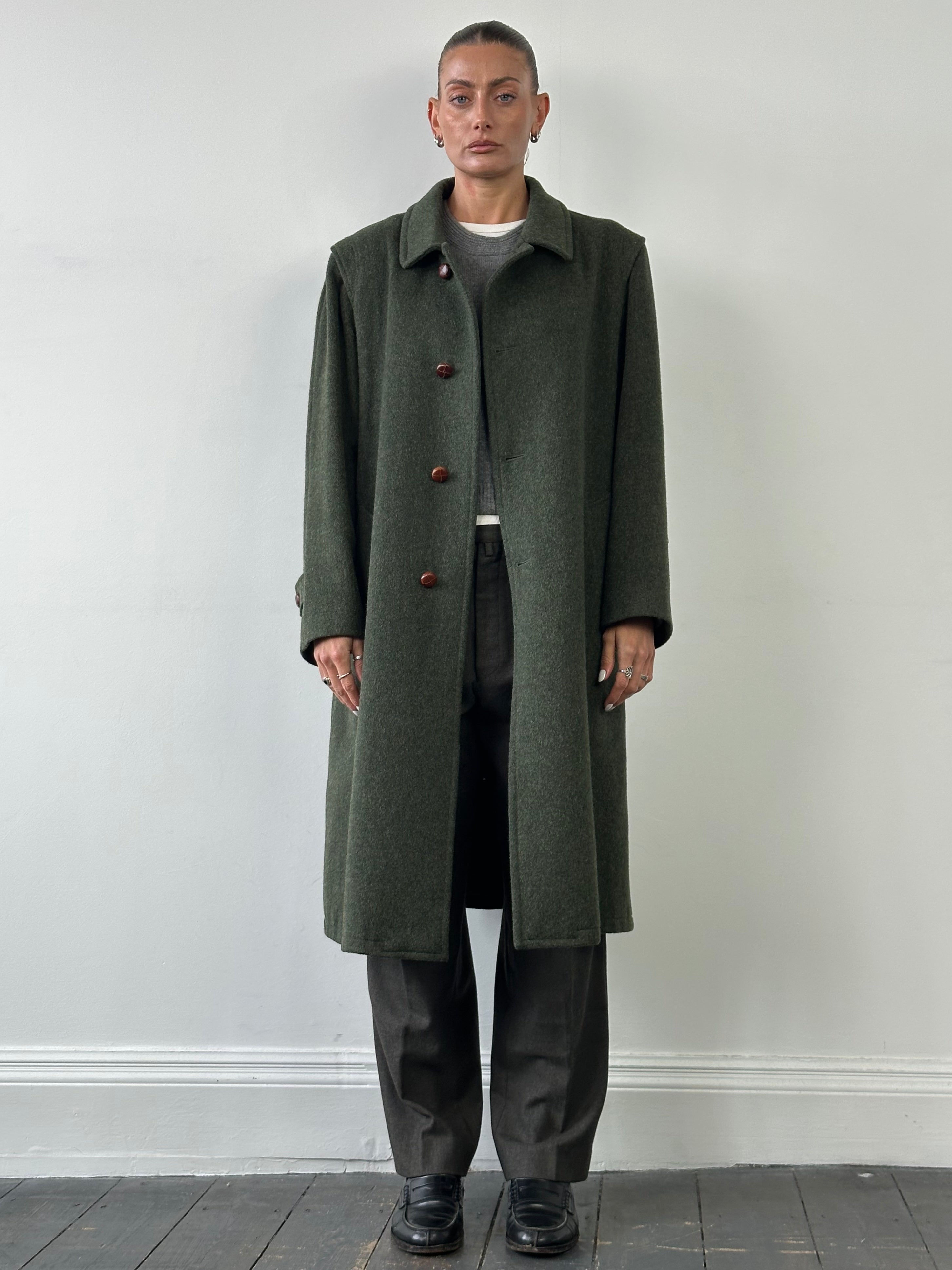 Italian Vintage Wool Alpaca Wool Single Breasted Coat - XL - SYLK