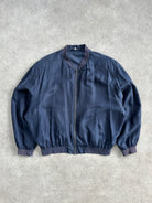 Vintage 1980s Pure Silk Blouson Bomber Jacket - XL/XXL - SYLK