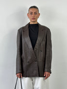 Vintage Double Breasted Leather Blazer Jacket - L - SYLK