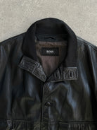 Hugo Boss Leather Bomber Jacket - XL - SYLK