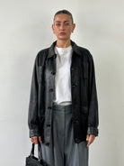 Vintage Leather Minimal Bomber Jacket - XL - SYLK