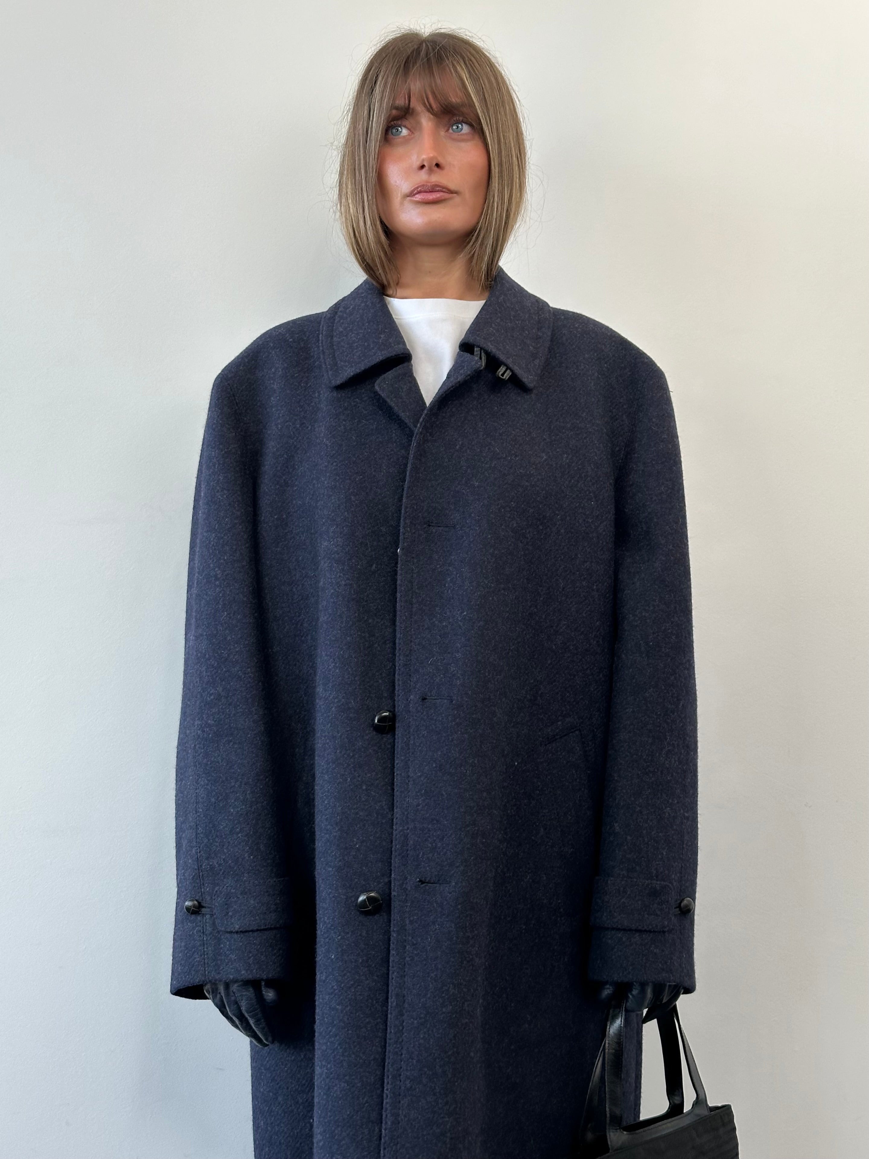 Vintage Pure Wool Single Breasted Concealed Placket Coat - XL/XXL - SYLK