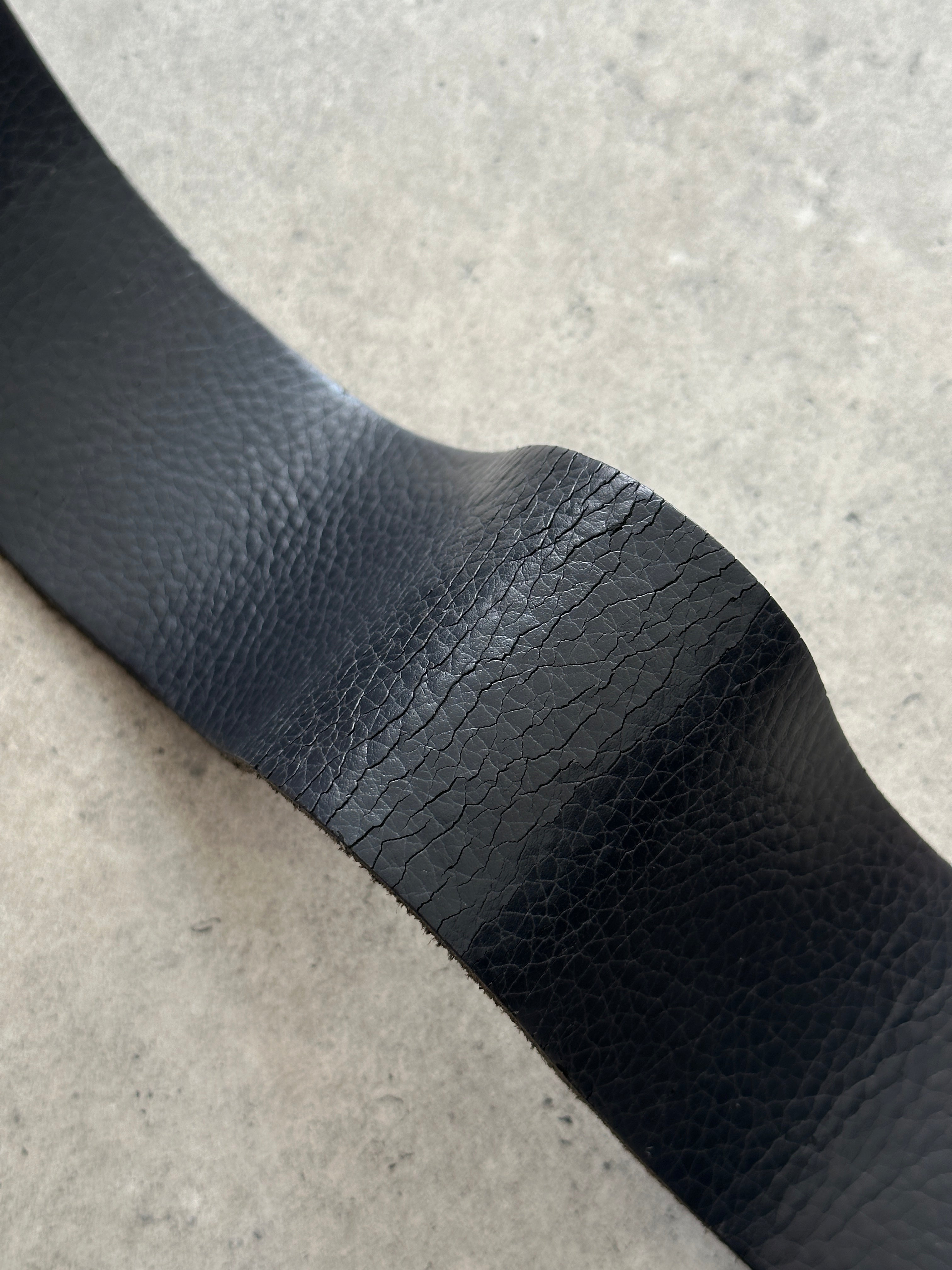 Vintage Chrome D Ring Leather Chunky Hip Belt W36-W38 - SYLK