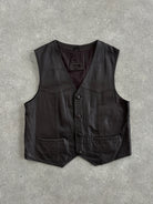 Vintage 1990s Leather Waistcoat - XL - SYLK