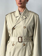 Christian Dior Paris Cotton Double Breasted Belted Trench Coat - 40R/XL - SYLK