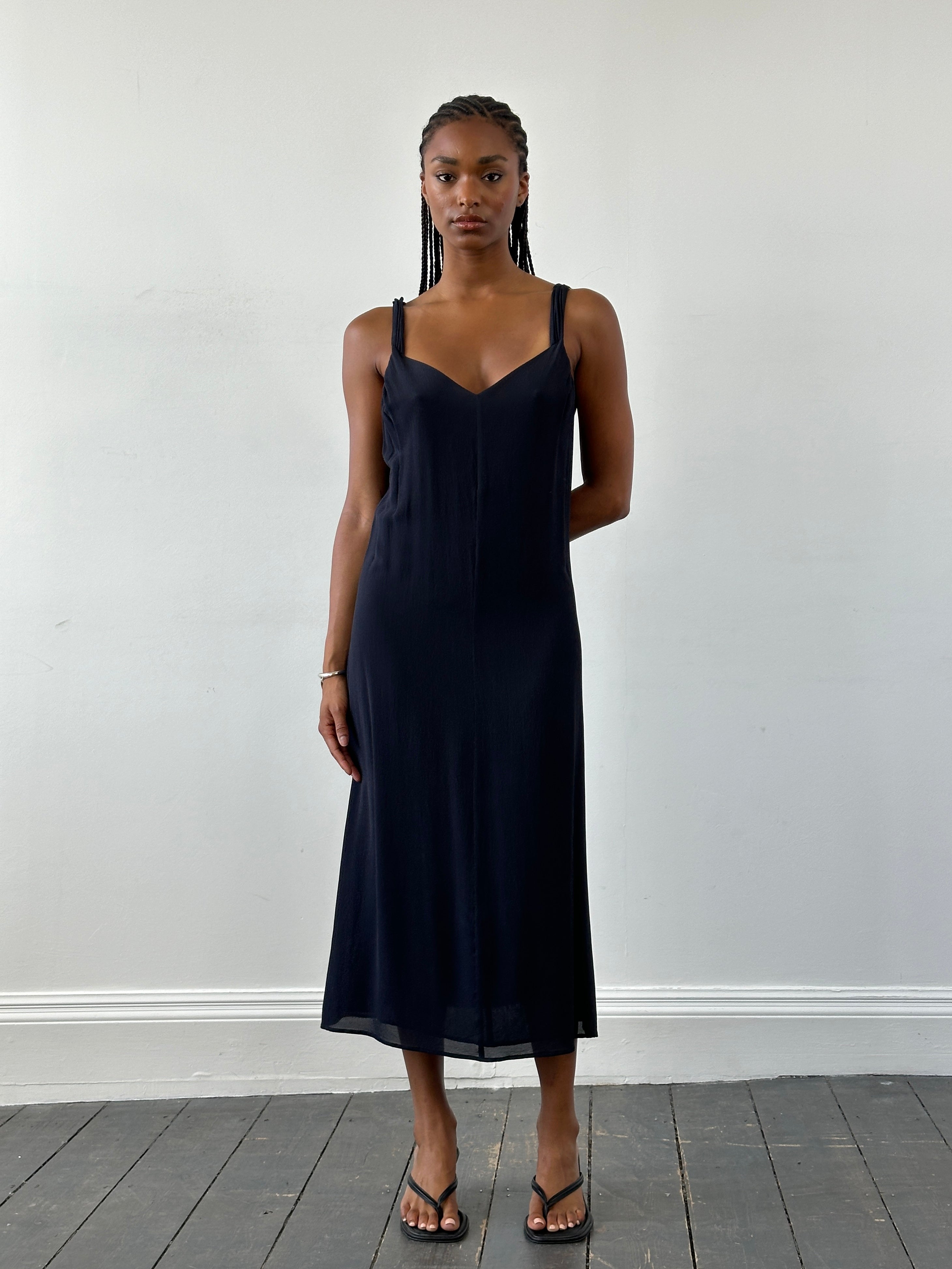 Max Mara Pure Silk V Neck Maxi Dress - M - SYLK