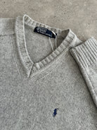Ralph Lauren Wool V Neck Jumper - XL - SYLK