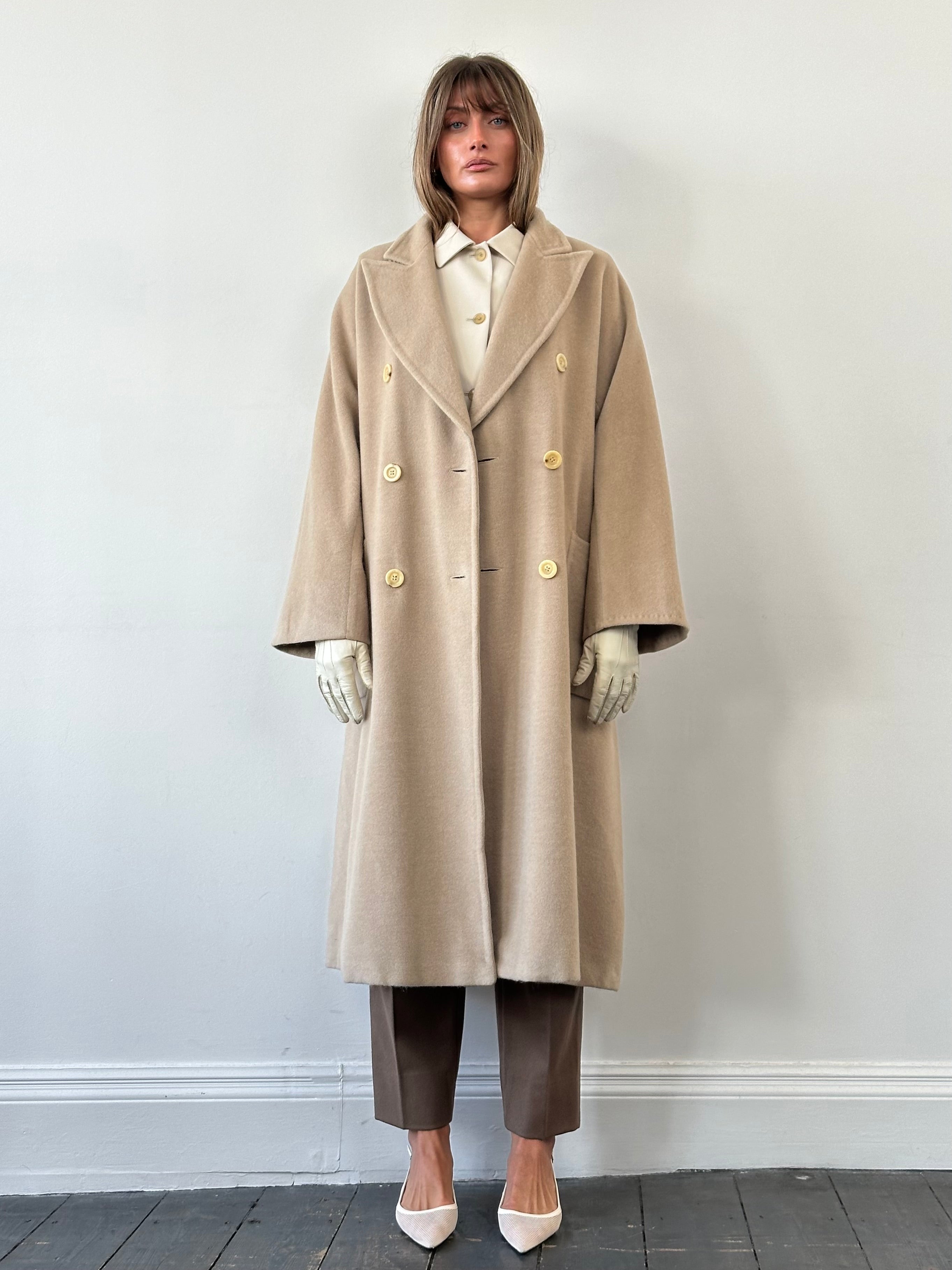 Max Mara Wool Cashmere Double Breasted Floor Length Coat - XL - SYLK