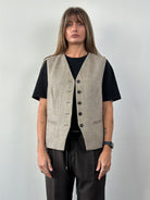 Vintage Virgin Wool Herringbone Waistcoat - XL - SYLK