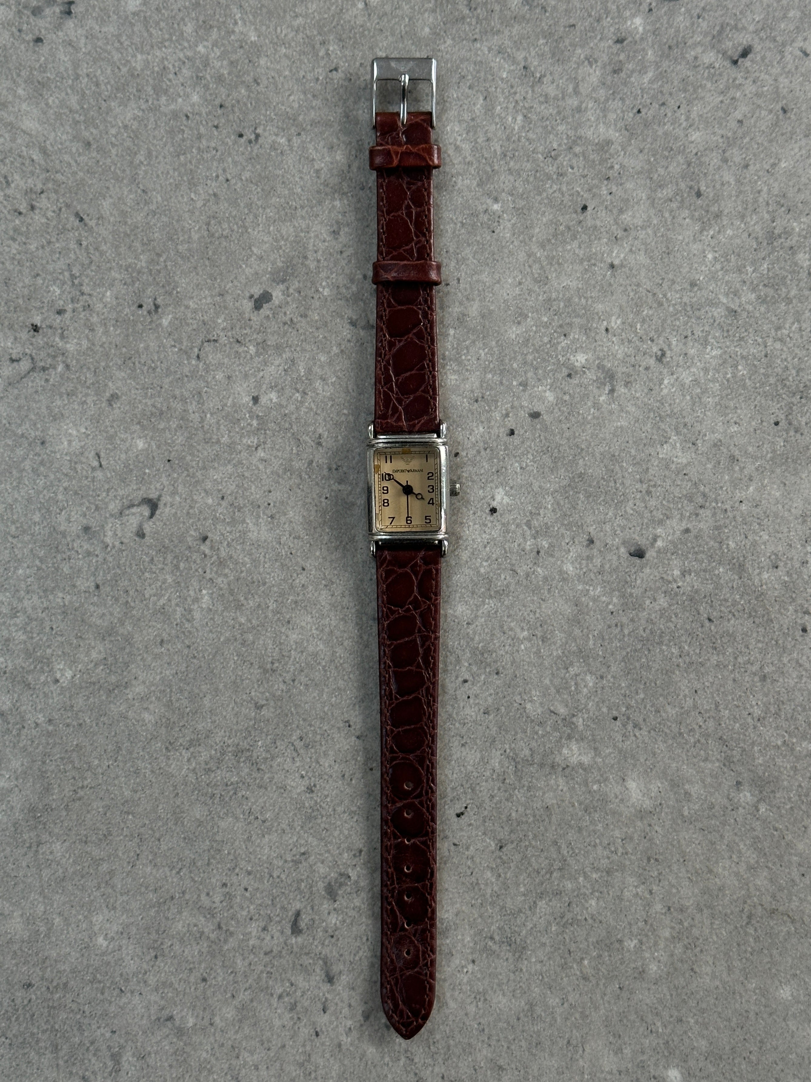 Emporio Armani 1990s Stainless Steel Leather Watch | SYLK