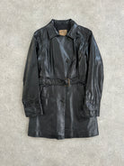 Conbipel Leather Belted Trench Coat - M - SYLK