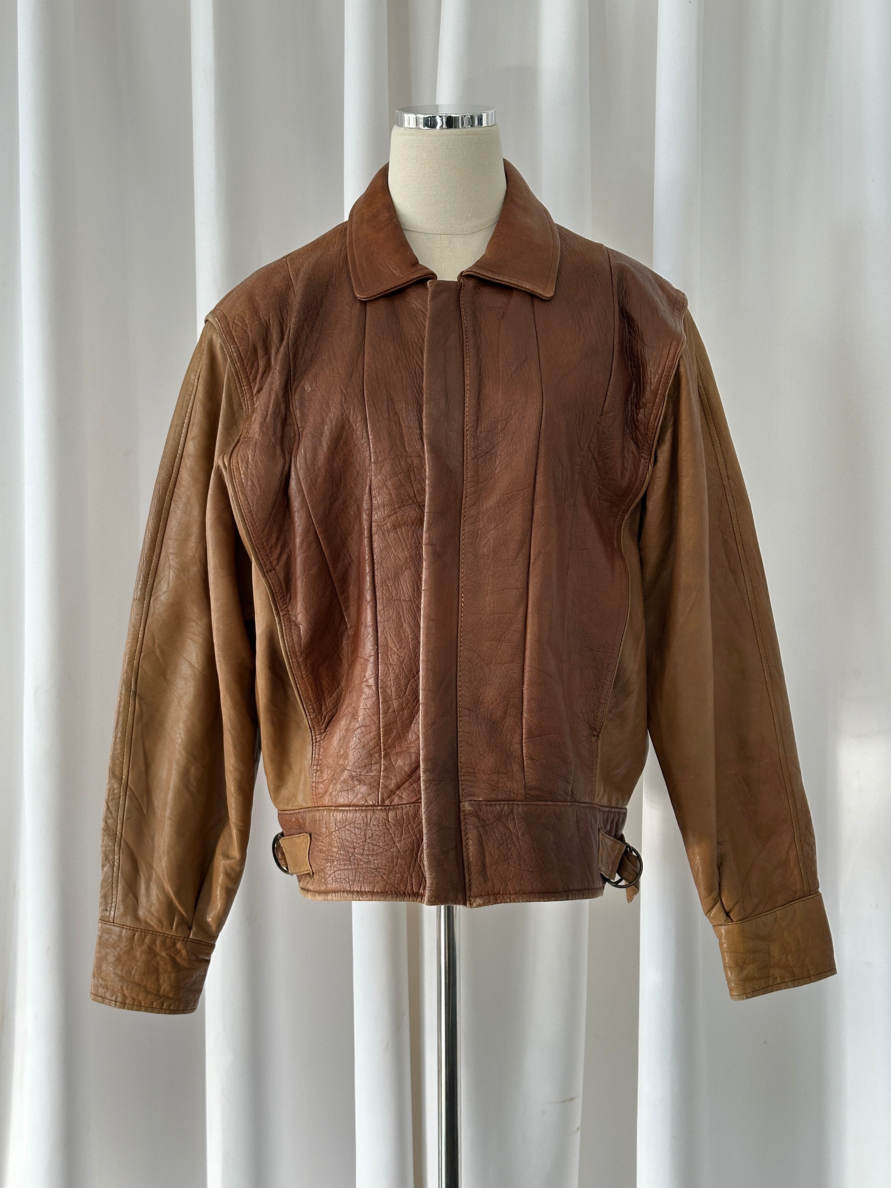 Italian Vintage 1980s Leather Bomber Jacket - M/L - SYLK