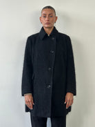 Trussardi Fuzzy Virgin Wool Mohair Single Breasted Coat - M - SYLK
