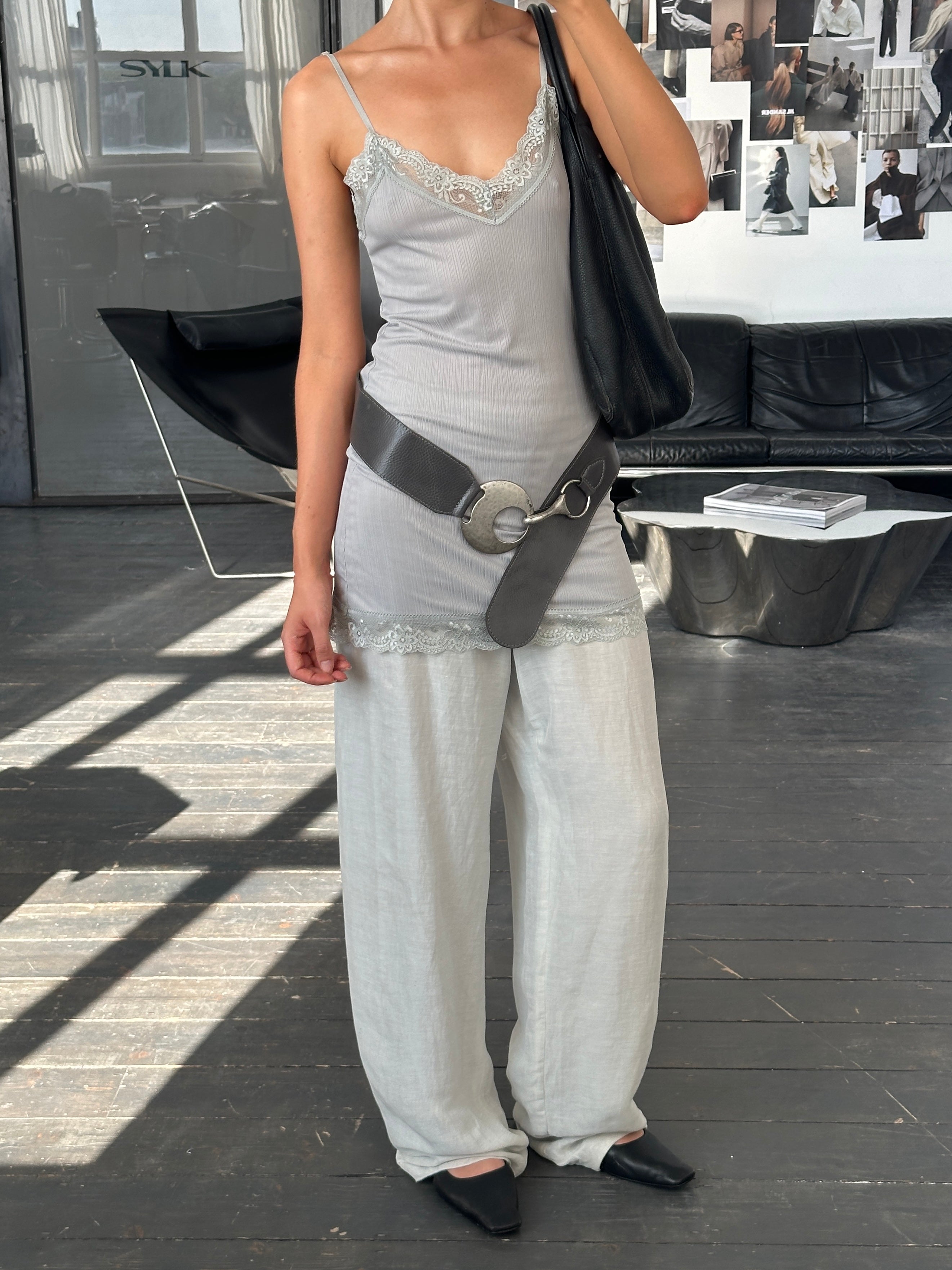 Italian Vintage 1990s Lace Sheer Mini Slip Dress - S - SYLK