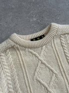 Barbour 80s Pure Wool Chunky Cable Knit Jumper - L - SYLK