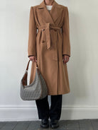 Valentino 1990s Pure Wool Double Breasted Bespoke Button Belted Coat - L - SYLK