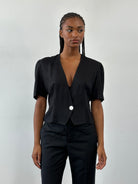 St Michael 1987 Cropped Short Sleeve Blazer - M - SYLK
