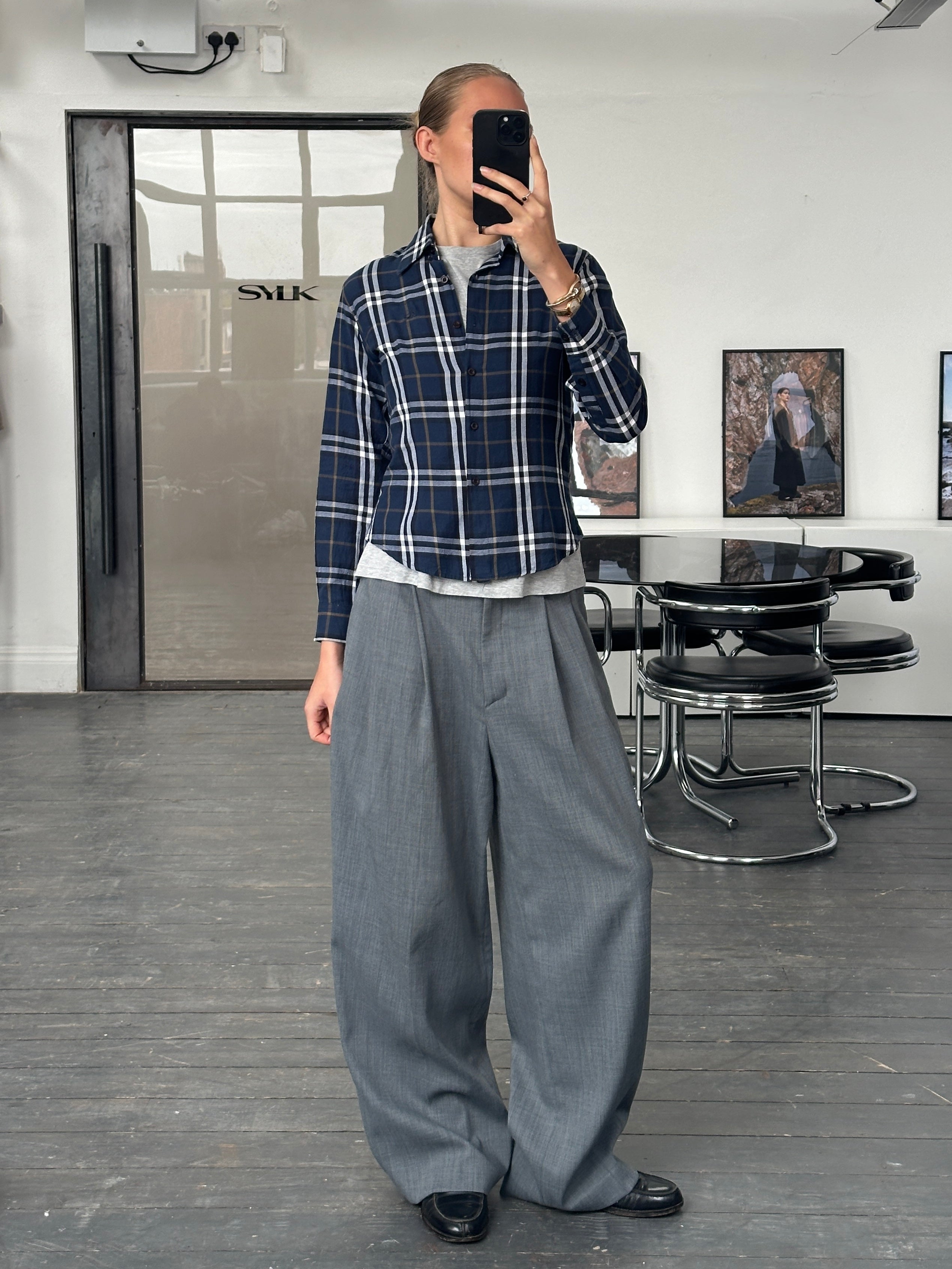 Burberry London 2000s Pure Cotton Modern Check Logo Shirt - XS/S - SYLK