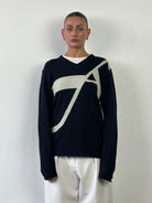 Armani Jeans Virgin Wool Knitted Logo Jumper - M/L - SYLK