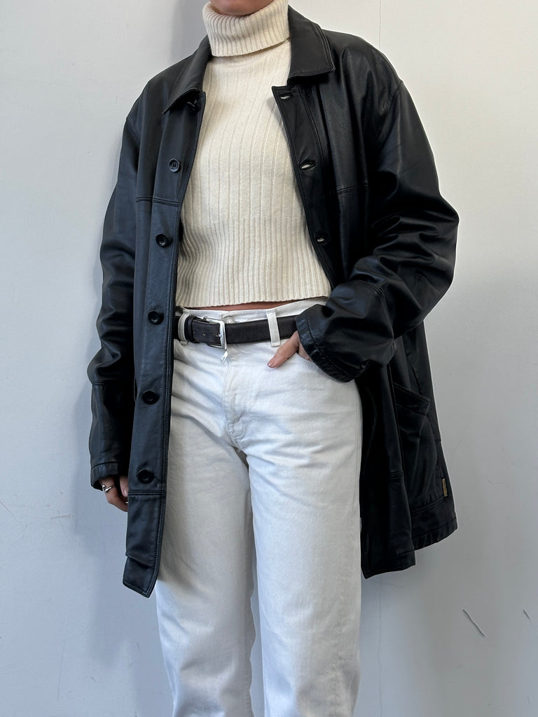 Armani Mid Length Leather Jacket - XL - SYLK