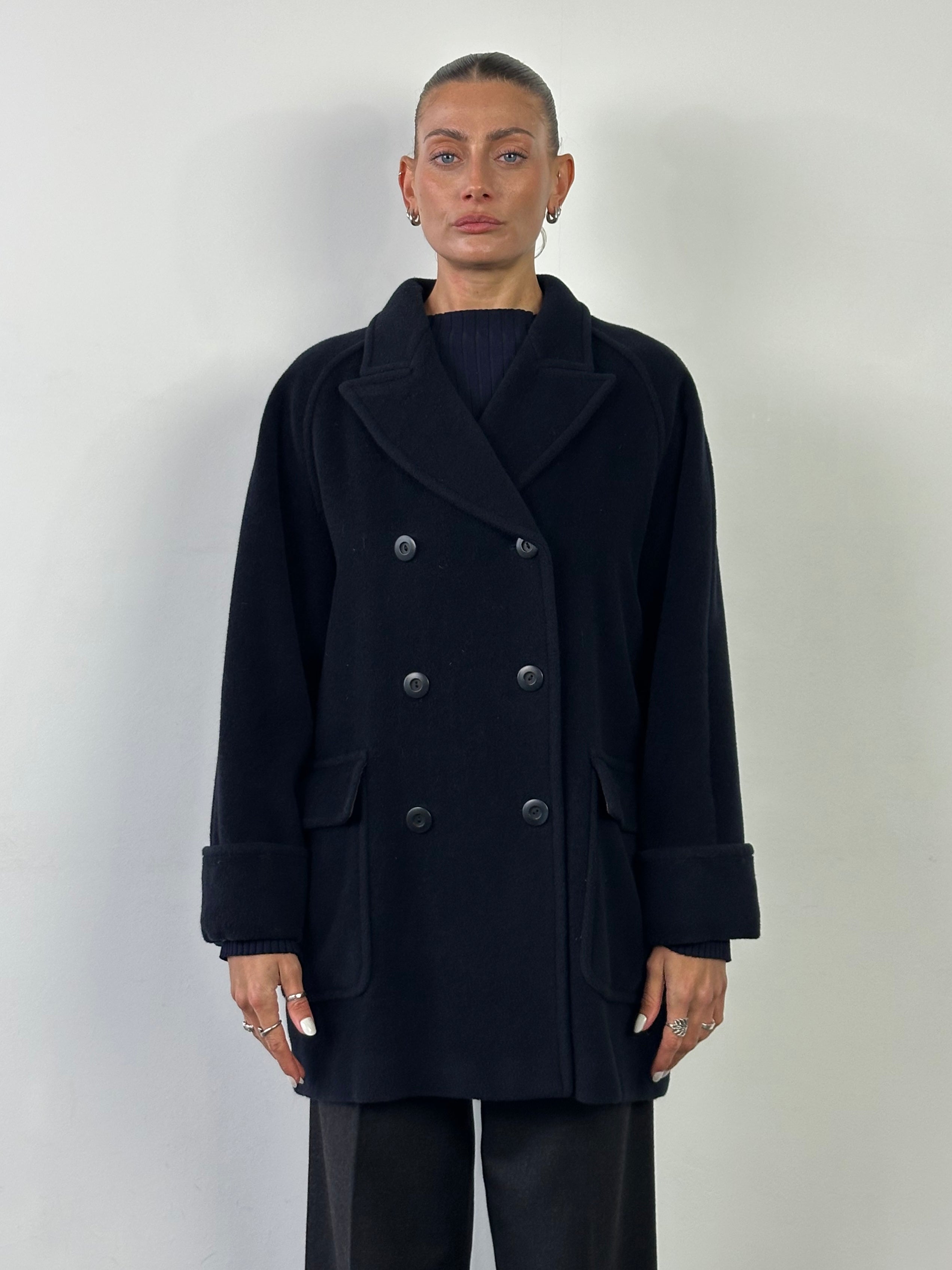 Marella Virgin Wool Cashmere Double Breasted Coat - L - SYLK