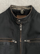 Guess Distressed Moto Leather Jacket - L - SYLK