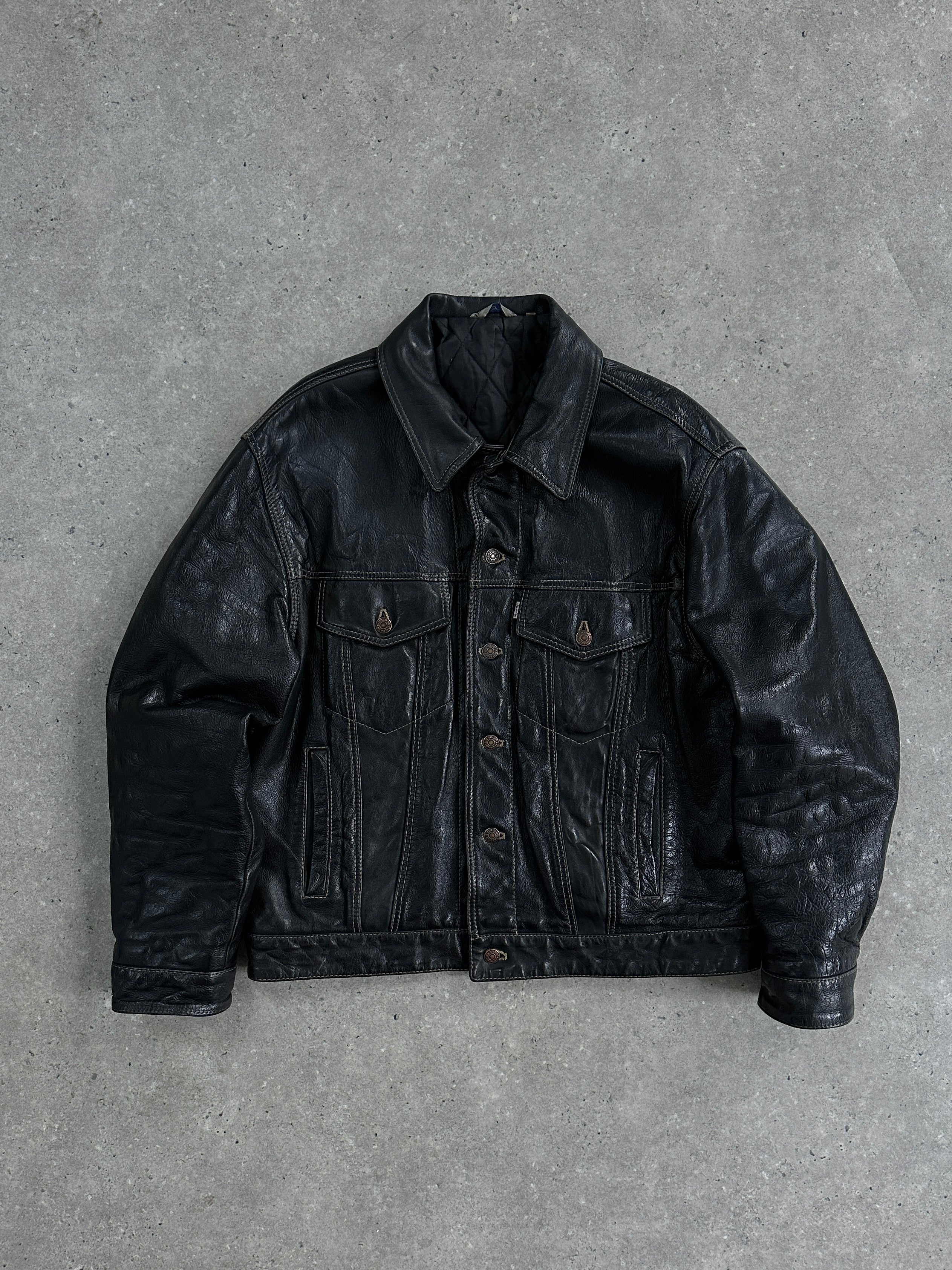 Levis 90s Contrast Stitch Leather Jacket - L - SYLK