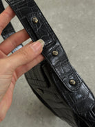 Emporio Armani 1990s Hardware Croc Leather Shoulder Bag - SYLK