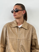 Italian Vintage Minimal Leather Jacket - L - SYLK