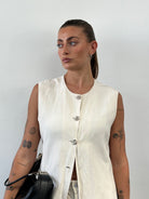 Laura Ashley Silk Linen Waistcoat - L - SYLK